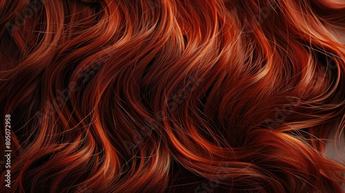Background with texture of women s hair  close-up of hair  red-red hair