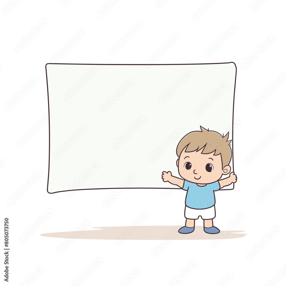 Young boy cartoon character holding large blank banner, space text. Child presenting empty signboard happy expression, clear message display. Little kid casual clothes unmarked billboard Young boy cartoon character holding large blank banner, space text. Child presenting empty signboard happy expression, clear message display. Little kid casual clothes unmarked billboard