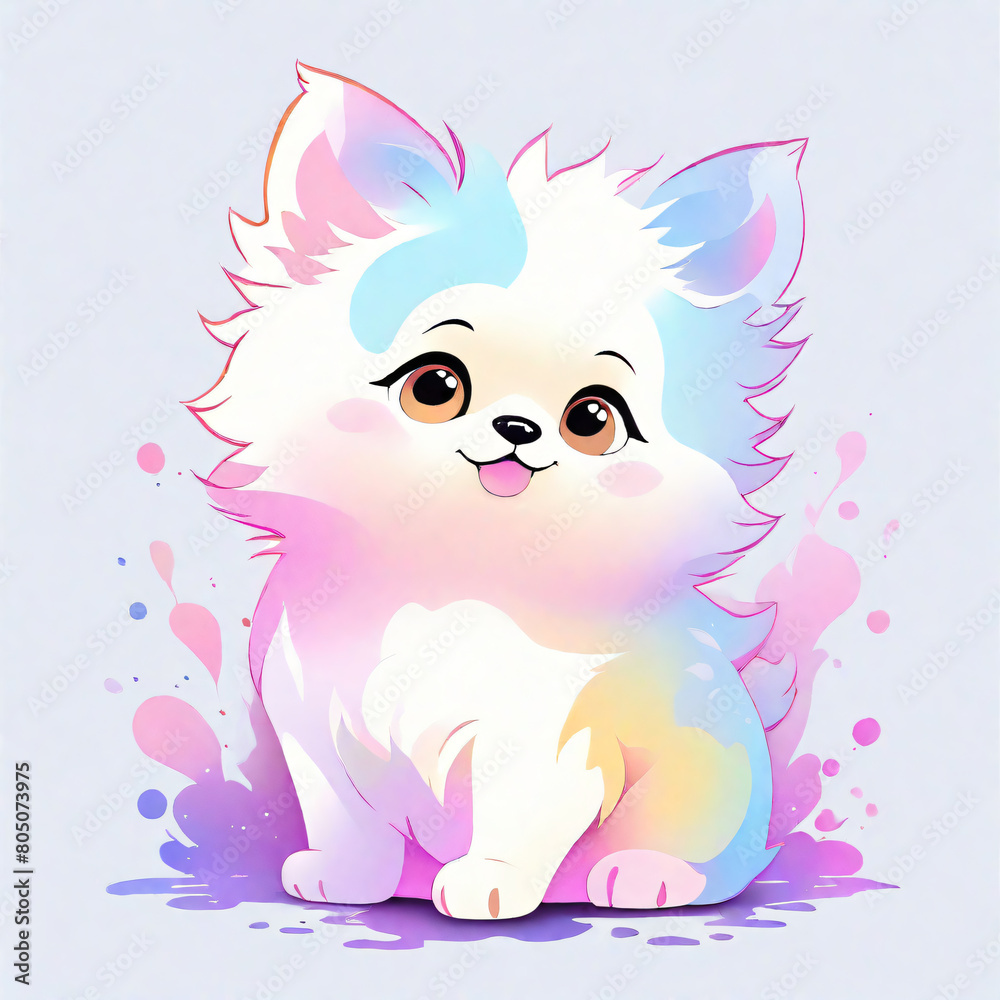 Cute cartoon pomeranian dog. illustration for your design