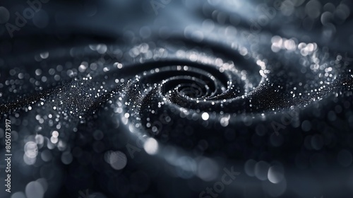 Wallpaper Mural Dark 3D spirals spiral outward, adorned with glimmering silver particles and futuristic geometric designs in the cosmic twilight. Torontodigital.ca