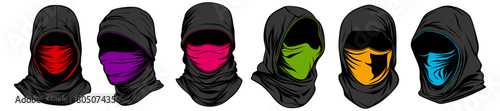 set collections Japanese ninja mask icon. assassin mask symbol design vector illustration