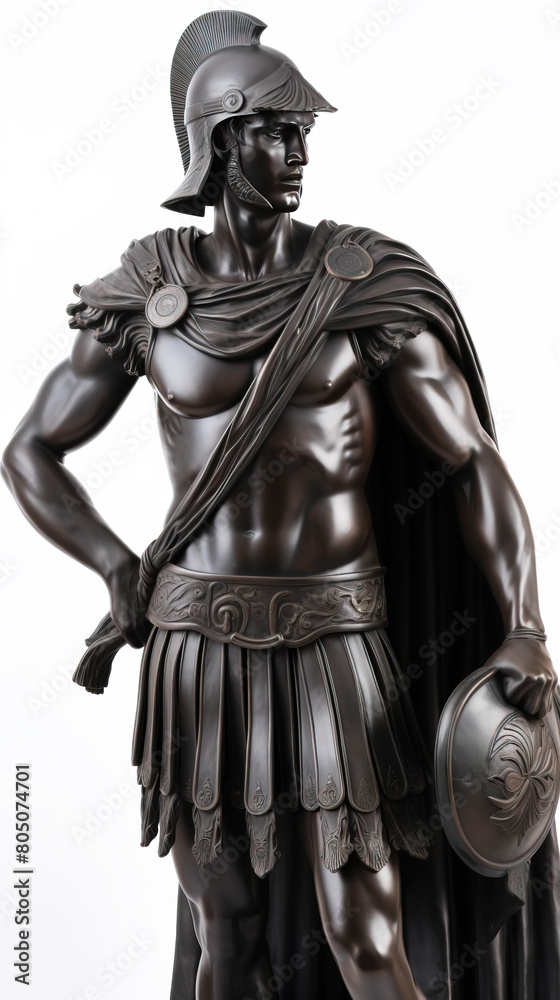 Ancient Roman legionary in armor. White background, isolate. AI generated. Ancient Roman legionary in armor. White background, isolate. AI generated.