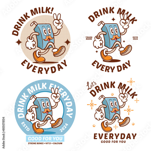 milk box retro mascot character