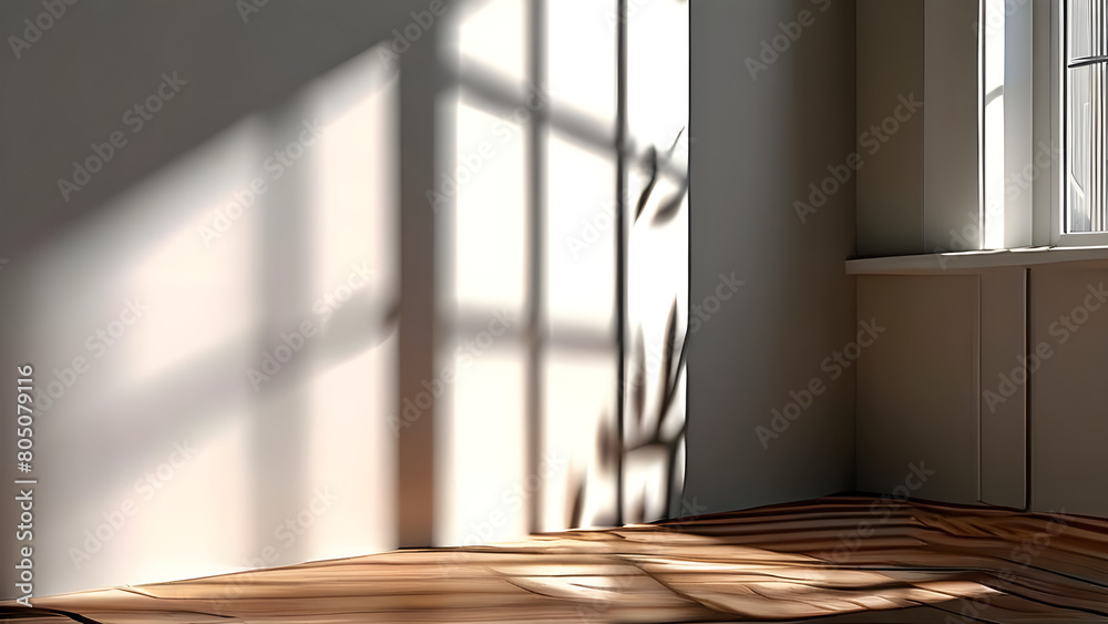 A minimalist interior with light from the window illuminating the interior of the room. A minimalist interior with light from the window illuminating the interior of the room.
