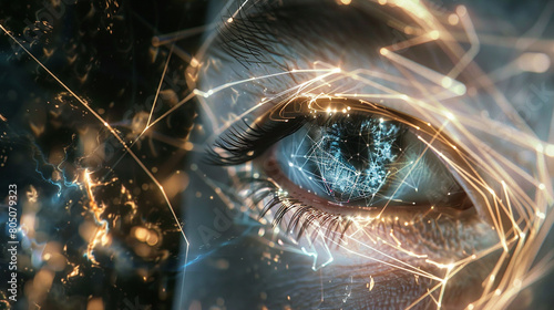 Luminous tendrils of light intertwining to form the intricate structure of a digital eye's sensory apparatus.