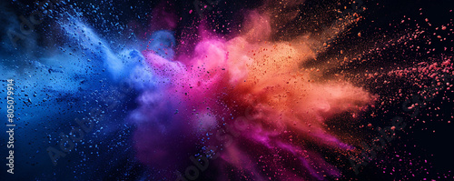 Explosion of colored powder abstract background  featuring futuristic design