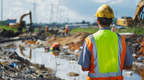 Environmental engineer ensuring compliance with environmental laws during construction projects, a role that can make them unpopular on job sites photo
