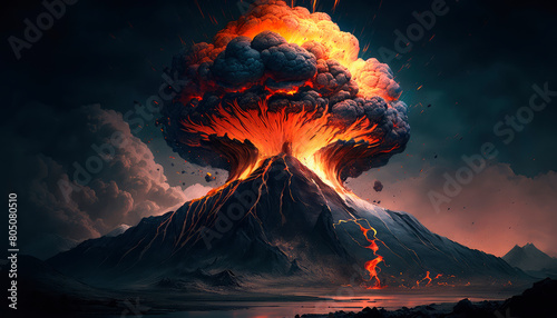 volcano eruption natural disasters. Generative AI, photo
