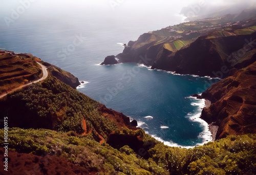 'view Madeira northern miradouro coast Solar Aerial Portugal Boaventura islands Water Summer Travel Nature City Landscape Sea Mountain Green Blue Ocean Tropical Vacation Holiday Europe Island Tourism' photo