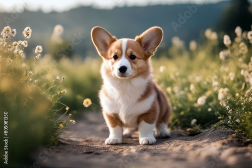 'welsh pembroke dog corgi puppy sitting breed white background isolated pet animal canino cute happy furry friends' © akkash jpg