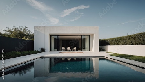 modern minimalist house with swimming pool