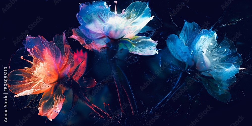 Fototapeta premium Dynamic fine arts effect rustic imagination flowers on vintage textures background wallpaper