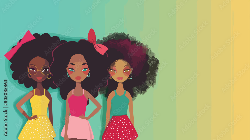 Cute African-American girls on color background Vector