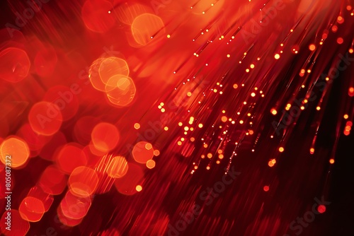 Bright red fiber optics close-up .