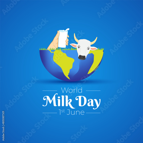 Vector illustration of World Milk Day social media feed template