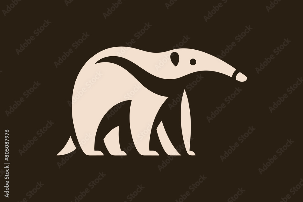 Obraz premium Anteater. Simple modern icon, logo. Isolated object. Black and white. Silhouette and shape.