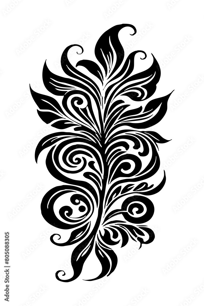 Botanical black and white pattern. For use on tattoos, posters, textiles, T-shirt printing. Generated by Ai Botanical black and white pattern. For use on tattoos, posters, textiles, T-shirt printing. Generated by Ai