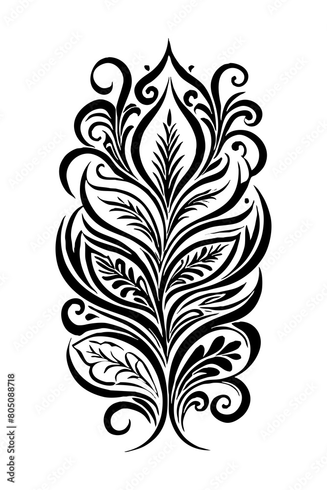 Botanical black and white pattern. For use on tattoos, posters, textiles, T-shirt printing. Generated by Ai Botanical black and white pattern. For use on tattoos, posters, textiles, T-shirt printing. Generated by Ai