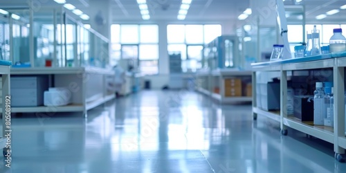 Modern Spacious Laboratory Interior with Scientific Equipment and Bright Lighting
