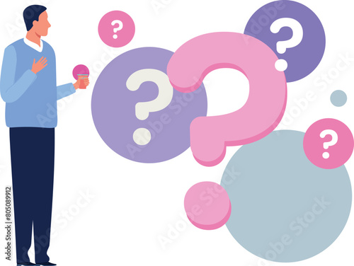The boy is thinking about the questions.