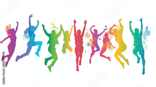 Different jumping people on white background Vector style