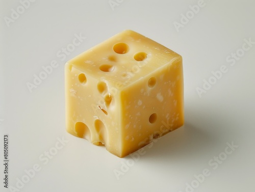 Cube of cheese isolated on a white background.