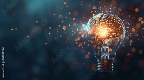 A conceptual image showcasing a light bulb as a metaphor for a creative and innovative idea, symbolizing a new breakthrough and the process of brainstorming outside the conventional boundaries. photo