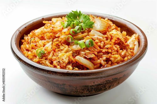 Kimchi Fried Rice, isolated on white