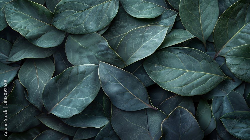 Obraz premium Abstract leaves create a unique wallpaper, a design that showcases natural colors. Green artwork, a depiction of leaf patterns.