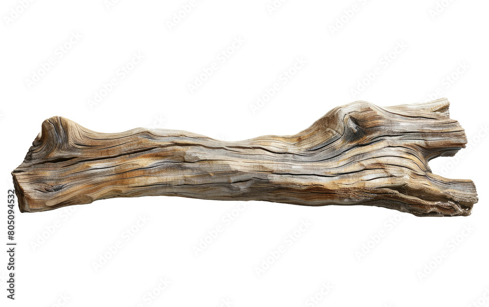 Driftwood Plank in High Definition, Standalone on White Background, Copy Space