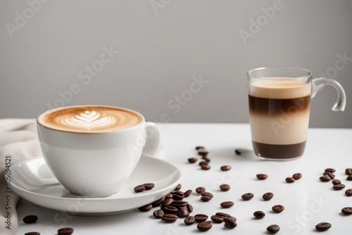 'latte coffee isolated white hot drink cup cappuccino froth milk caffeine liquid espresso cream brown background mug italian mocha nobody cinnamon chocolate macchiato'