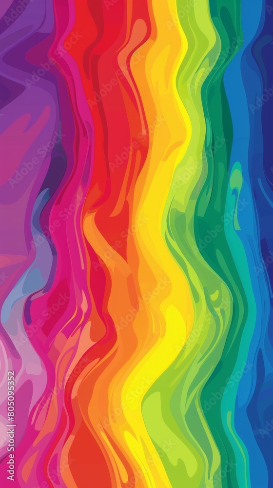 Fototapeta premium A rainbow colored background with dynamic wavy lines in various shades