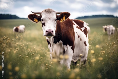  france dans prairie laitiere vache une cow farm animal cattle grass field agriculture meadow pasture milk dairy black nature rural white mammal green farming flock calf countryside milkmaid lea 