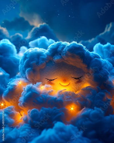 A cute cloud with a sleeping face.