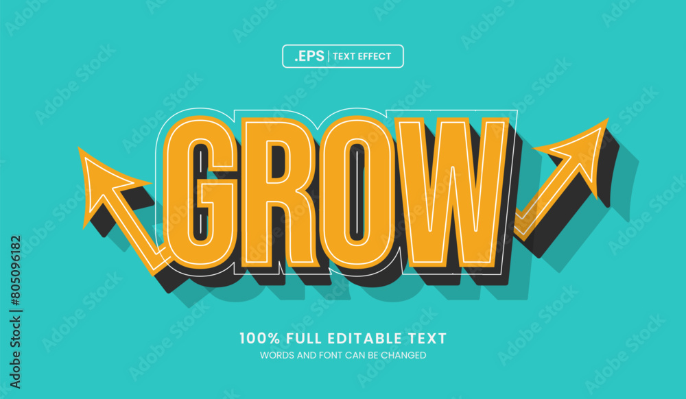 Grow editable text effect, grow 3d text concept