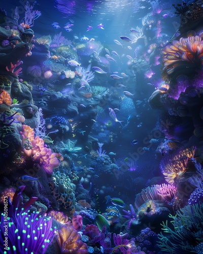 A beautiful and vibrant coral reef  full of life and color