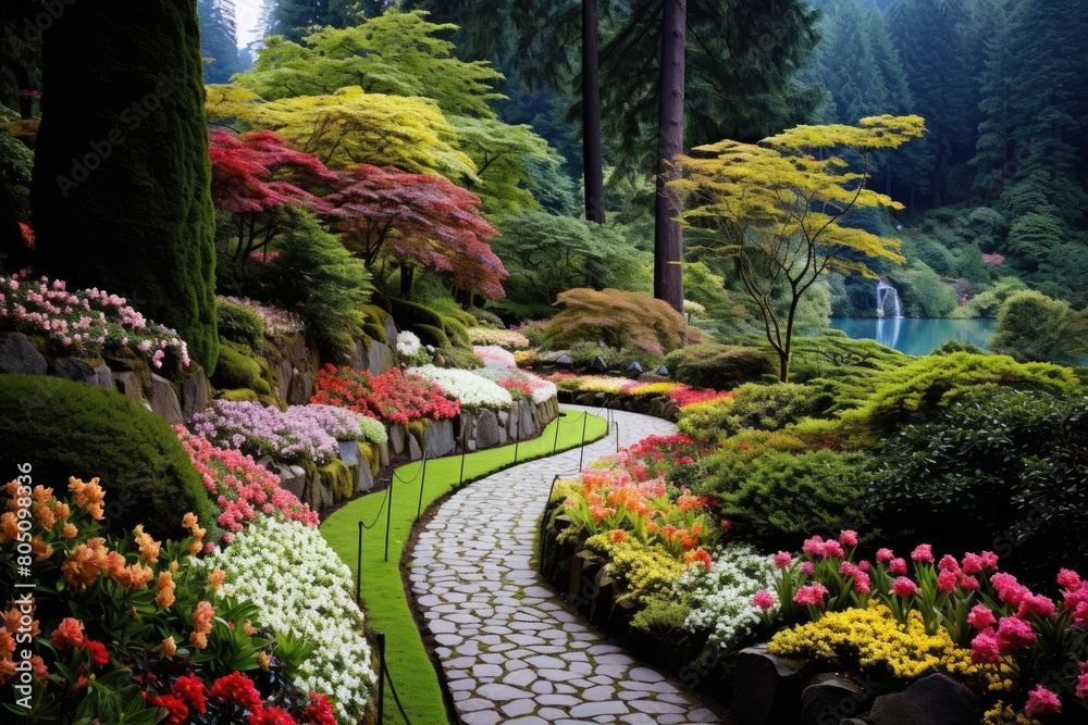 Butchart Gardens, Canada: A display of beautifully landscaped gardens with a mix of colorful flowers and unique plant arrangements.