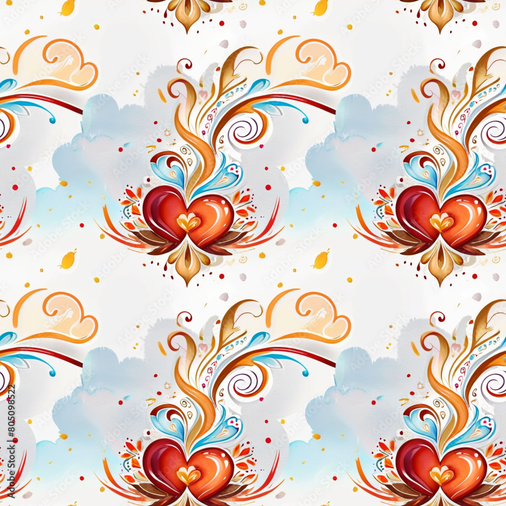Illustration of a seamless pattern of love hearts, Valentine's Day.