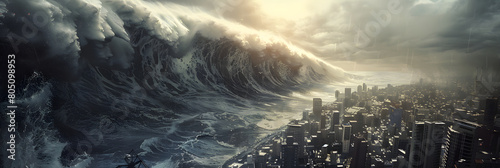 The Impending Tsunami: A Graphic Depiction of Nature's Fury photo