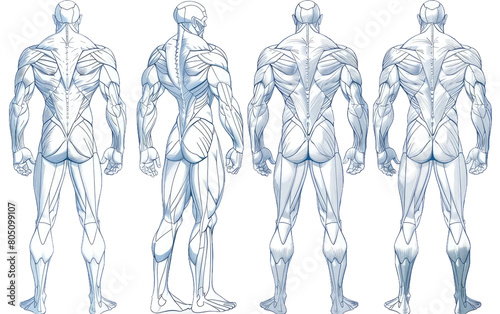 White Background Muscle Anatomy Illustration, Anatomy of Muscles, Isolated Illustration on White, Copy Space © Usama