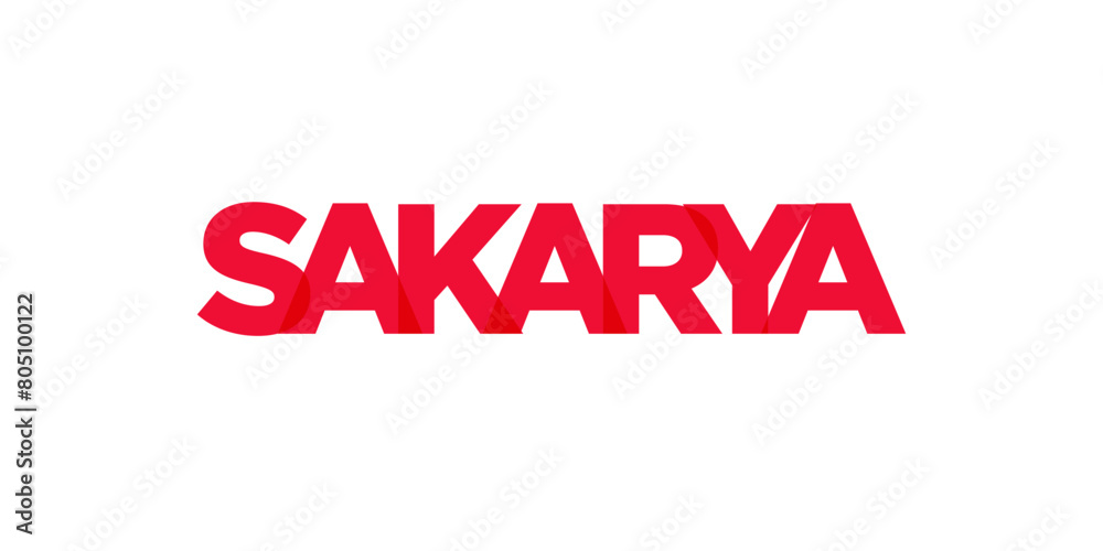 Sakarya in the Turkey emblem. The design features a geometric style, vector illustration with bold typography in a modern font. The graphic slogan lettering.