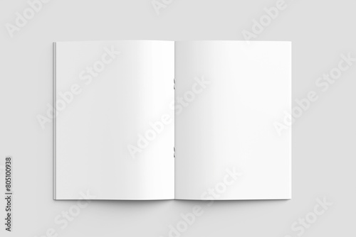 Mockup of brochure with fold. Blank mock up of booklet and catalogue. White paper of magazine. A4 mockup size
