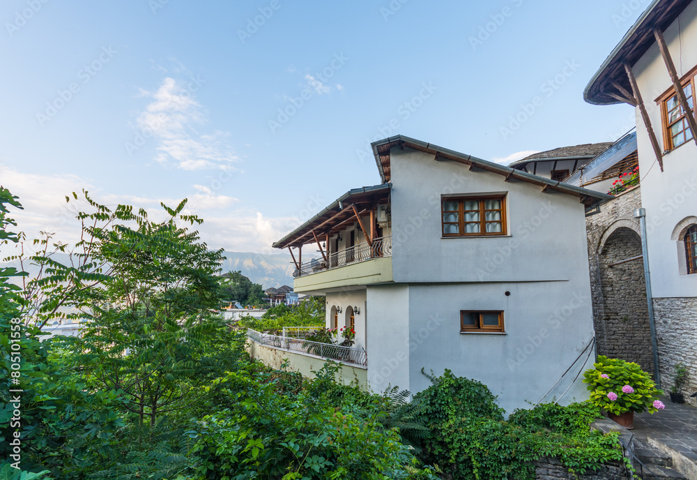 Buildings in city of Gjirokaster in Albania