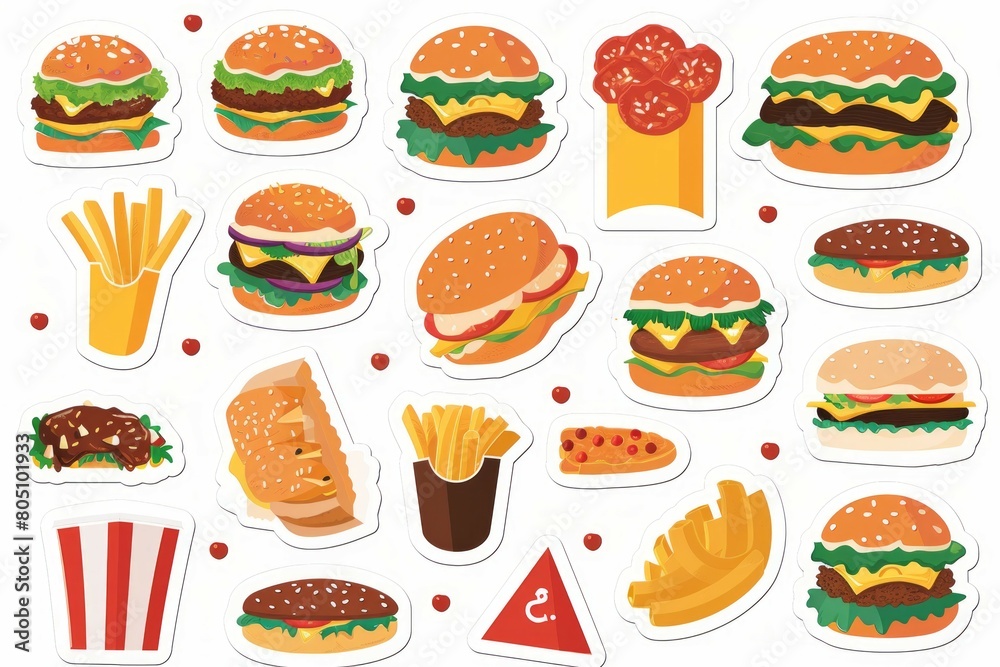 burgers and fries, such as cheeseburgers, double hamburgers, French fries, etc.. burgers and fries, such as cheeseburgers, double hamburgers, French fries, etc..
