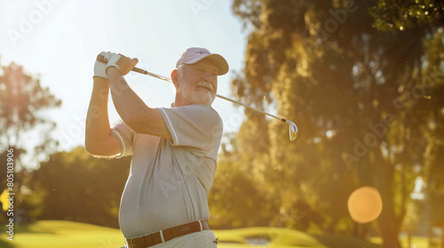 Wallpaper Mural A senior man playing golf on a sunny day Torontodigital.ca