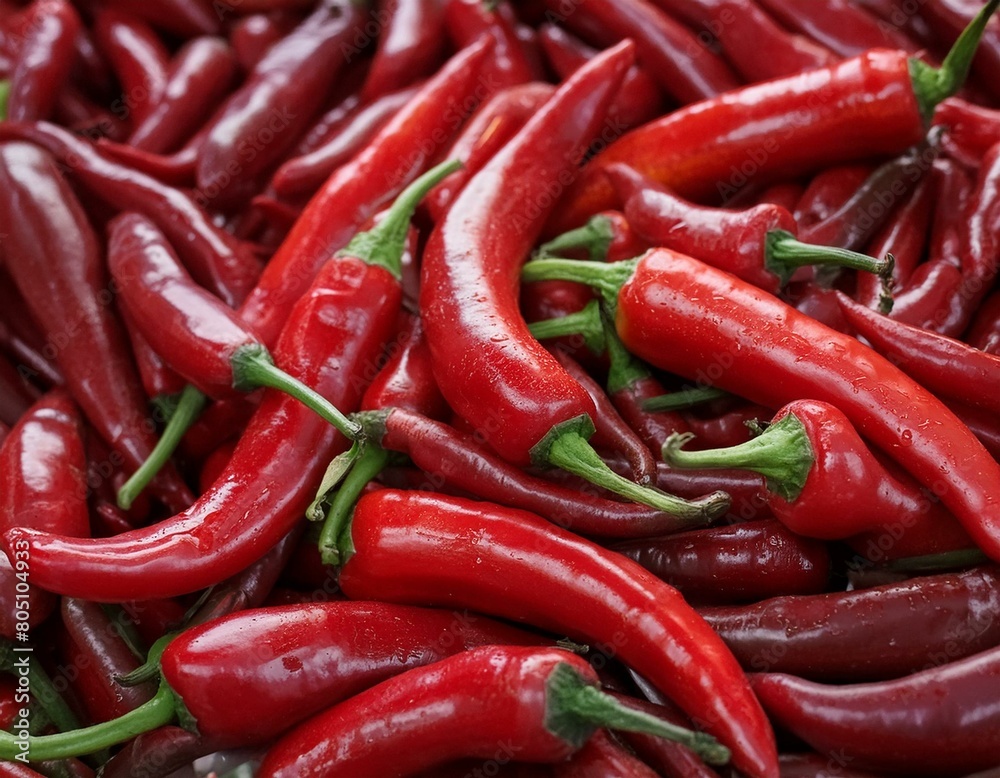 Fresh organic red hot chilli peppers background