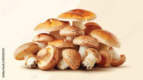 Heap of fresh mushrooms on light background Vector style