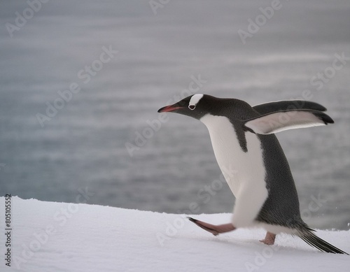 Pinguin in freier Wildbahn l  uft in der Antarktis