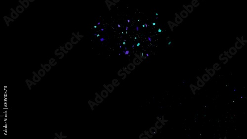 Colorfull confetti explosion particles with Alpha channel. Confetti party popper explosions and falling down. 4K Footage