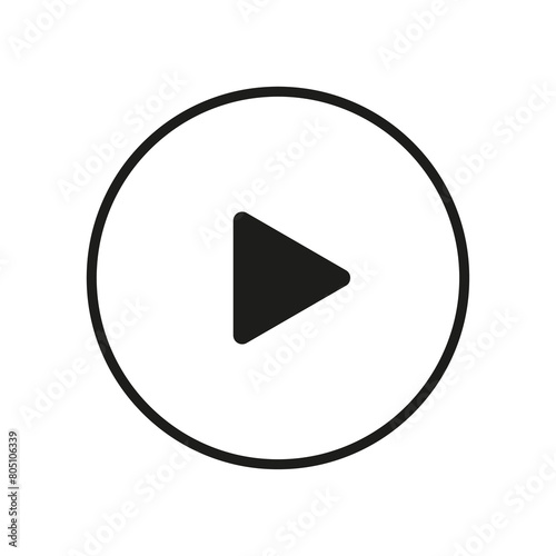 Play button icon transparent background. Media player symbol.